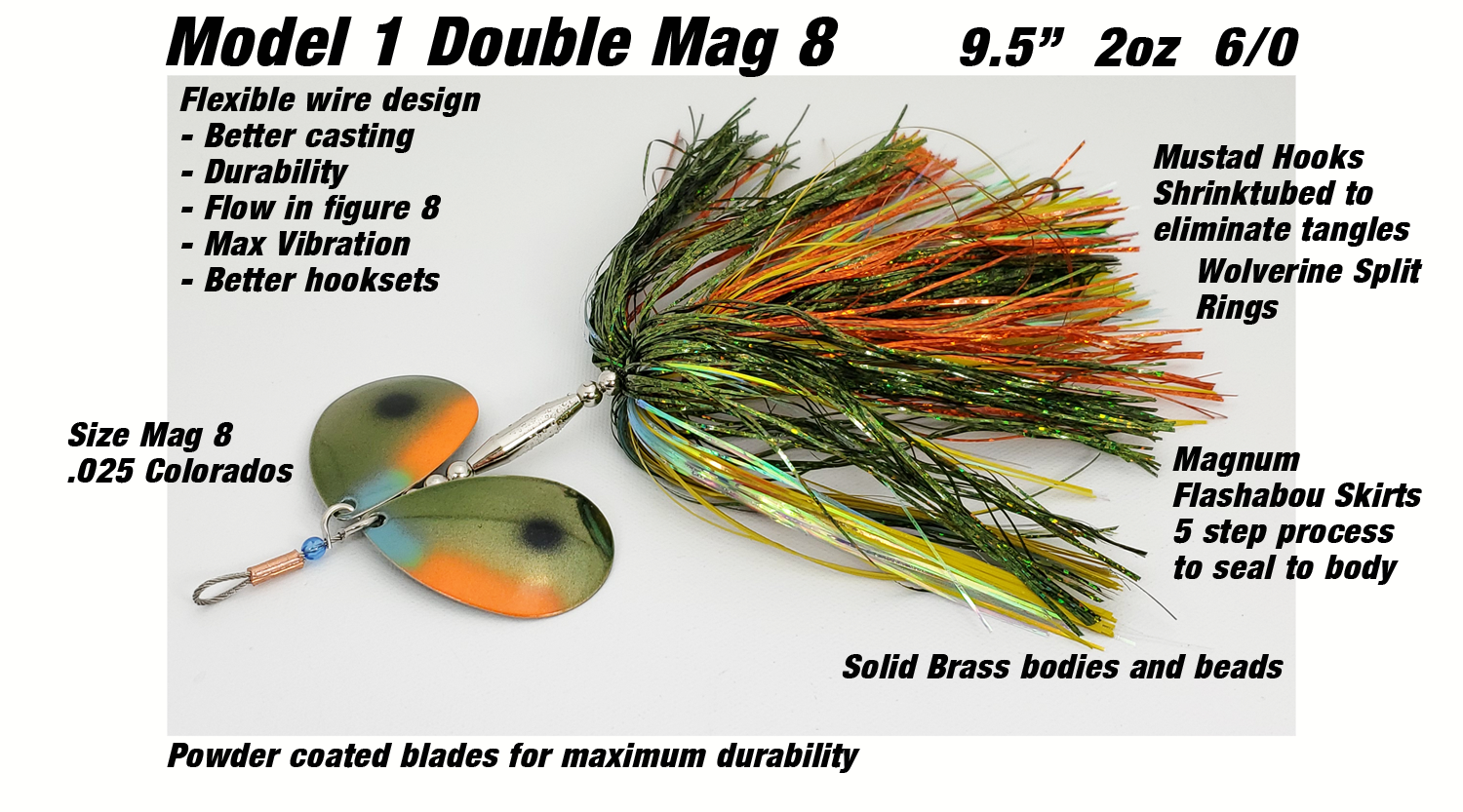 Musky Bucktail (Black Gold/Smooth) Muskie Pike Double 10 Inline Spinner  Musky Lures Baits Tackle